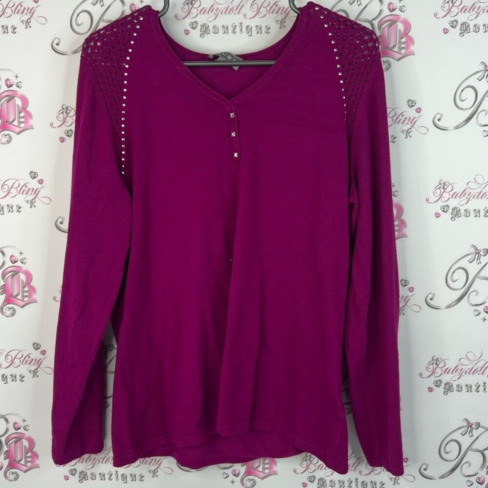 Laura sweater studded crochet pink purple Magenta Studded Blouse